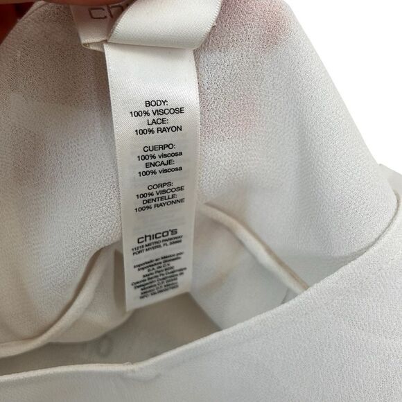 Chico’s ivory lace trim flowy top size large - Picture 6 of 6